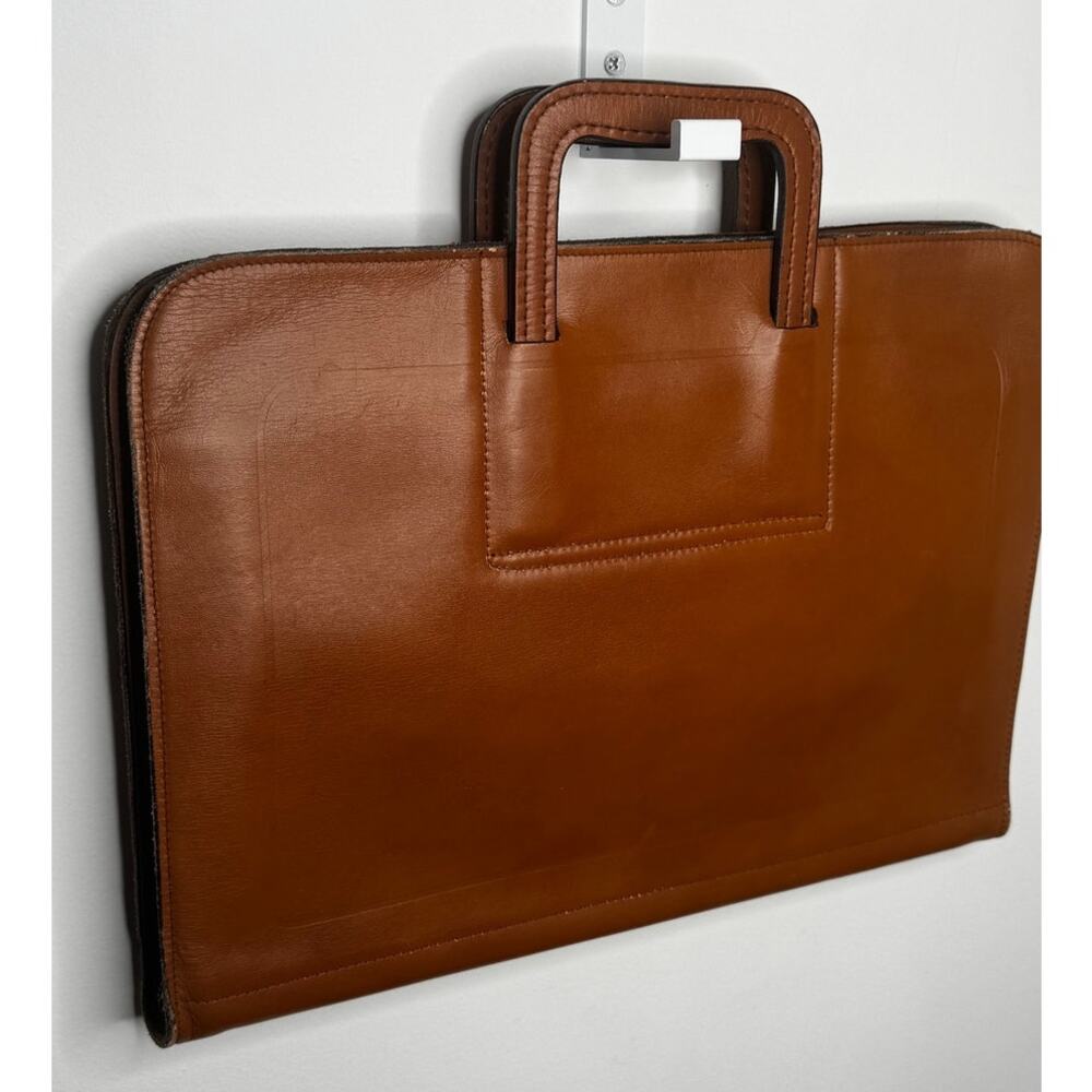1970s Wear Best VelvaHide Leather Portfolio Briefcase Brown Zip Case - Picture 12 of 16